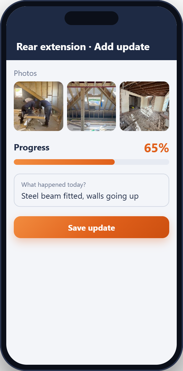 Adding a photo update to a job